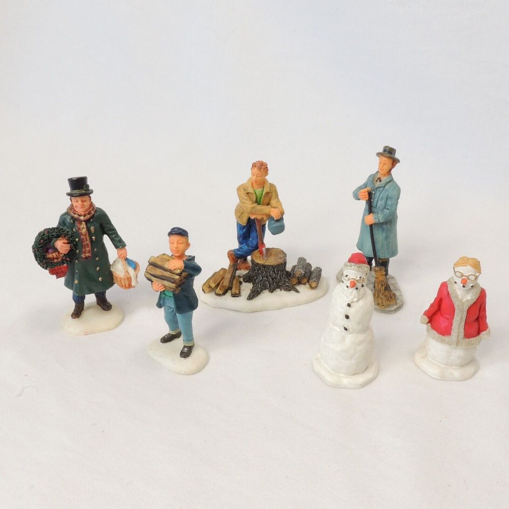 Lemax Christmas Village Figurines lot of 6 Snowman Father Son